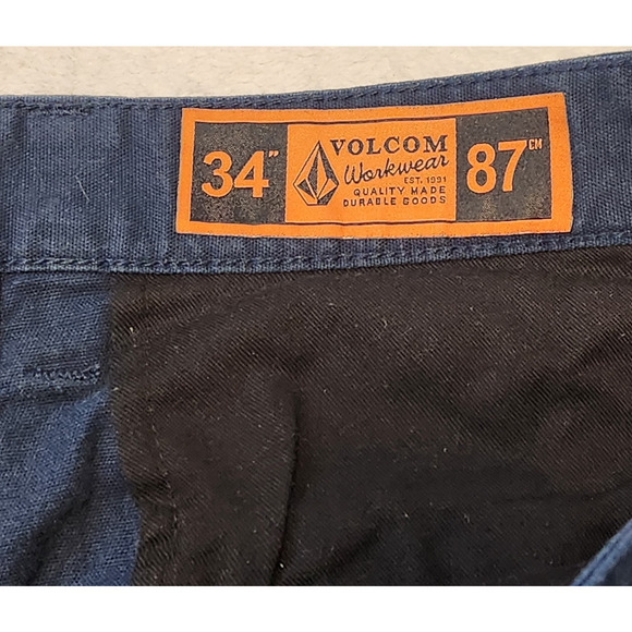 Volcom Workwear Cargo Utility Shorts Blue Orange Men's 34 - Picture 3 of 5